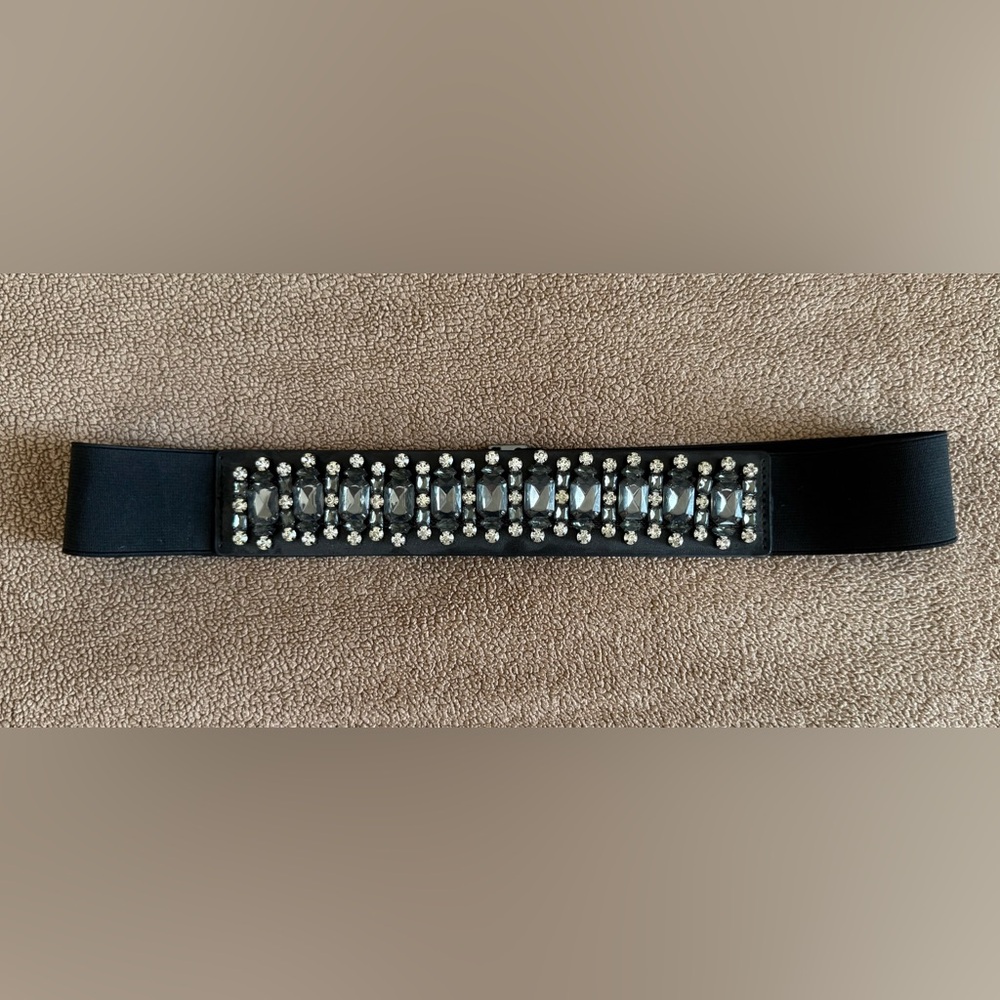 Express Black Belt with Crystal Accents